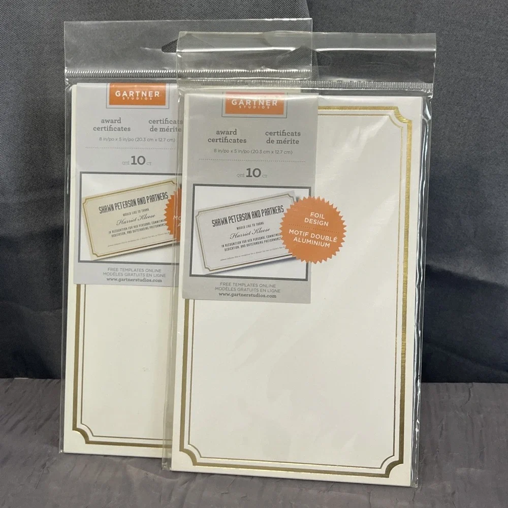 GARTNER STUDIOS Gold Foil Award Certificate 8